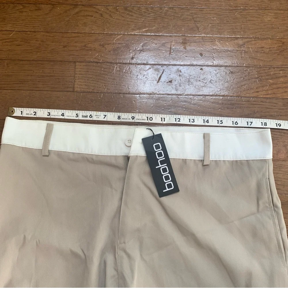 Boohoo Womens Contrast Waist Tailored Short | US 10, UK 14 | Beige NEW - Picture 11 of 14
